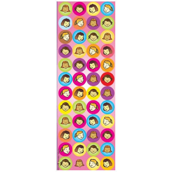 STICKERS:  ROUND -  GIRLS - 6 SHEETS