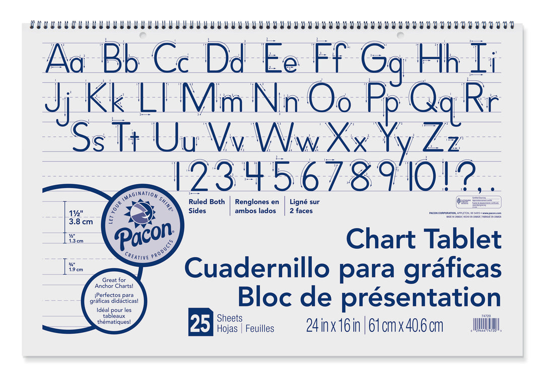 CHART TABLET - 1½" RULED 24x16" - 25 SHEETS