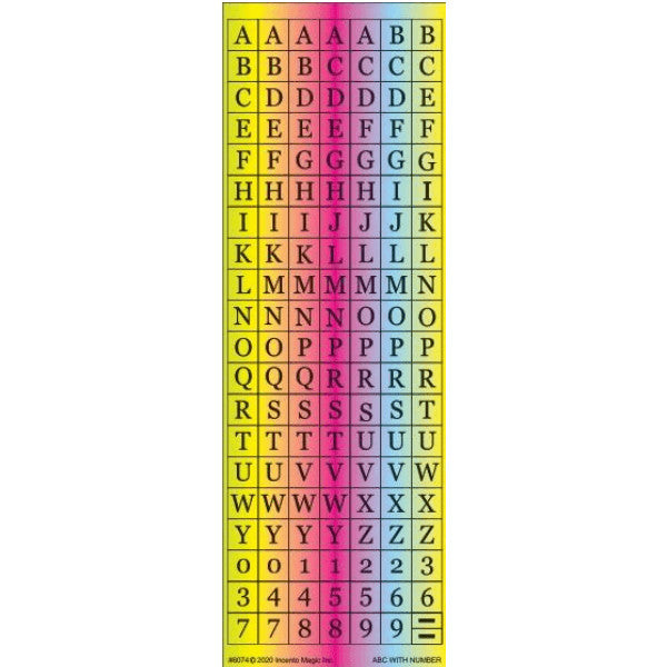 STICKERS: ABC &amp; NUMBER NEON SQUARES - 6 SHEETS