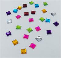 RHINESTONE: SQUARE ASSORETD COLORS  6MMX6MM - 300 PACK