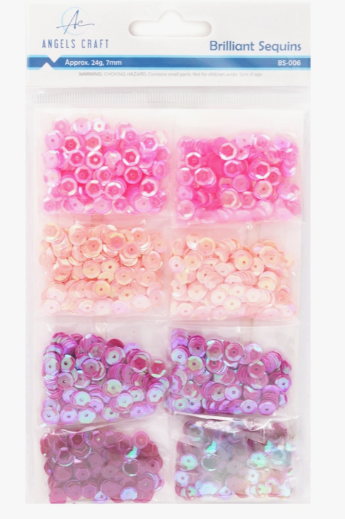 SEQUINS ASSORTMENT -PINKS 24 GRAMS