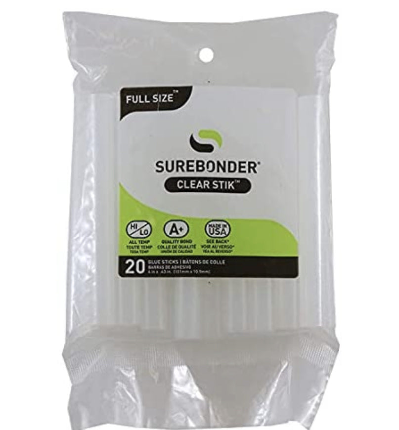 SUREBONDER HOT GLUE GUN STICKS:  4" ALL TEMP 20 PACK