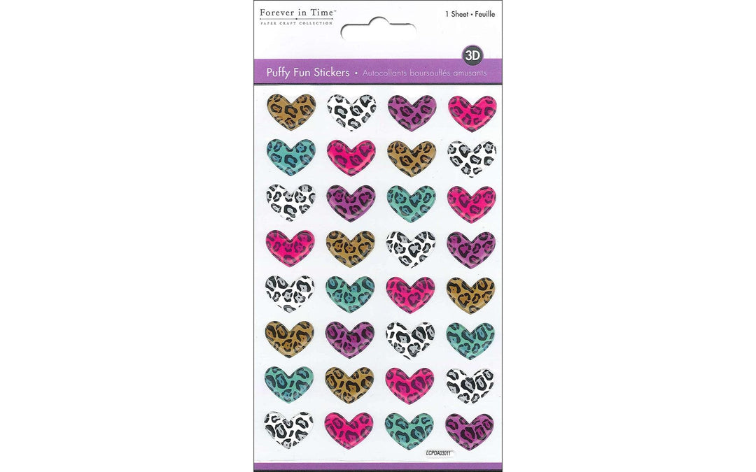 PUFFY FUN STICKER: SAFARI HEARTS