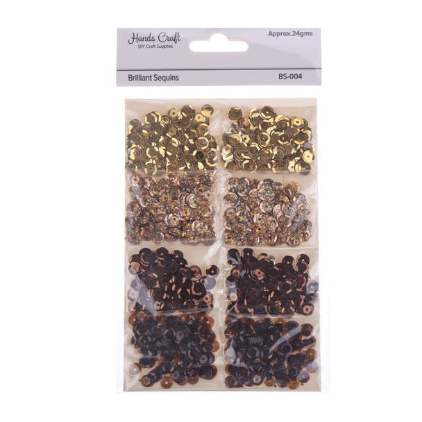 SEQUINS ASSORTMENT -BROWN AND GOLD - 24 GRAMS