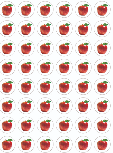 STICKERS: APPLE 1/2"  48 PER PAGE - 6 SHEETS