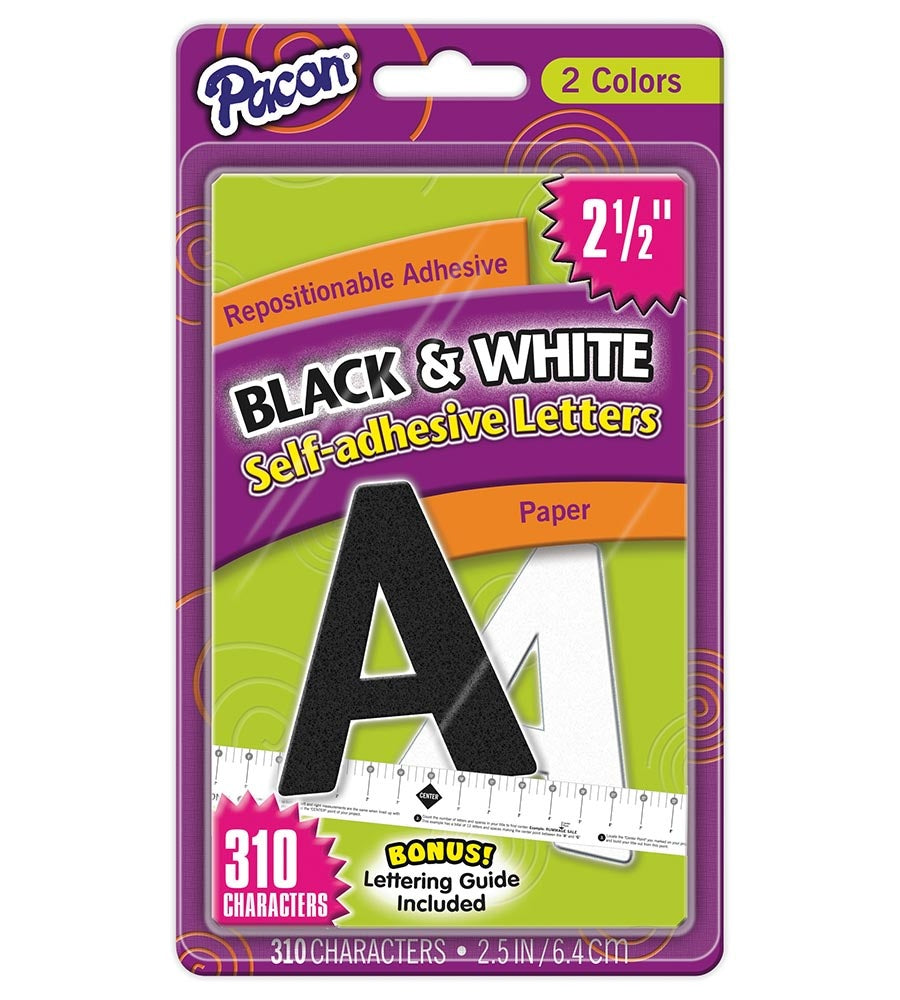 REPOSITIONABLE LETTERS:  BLACK AND WHITE  2.5" - 310 PACK