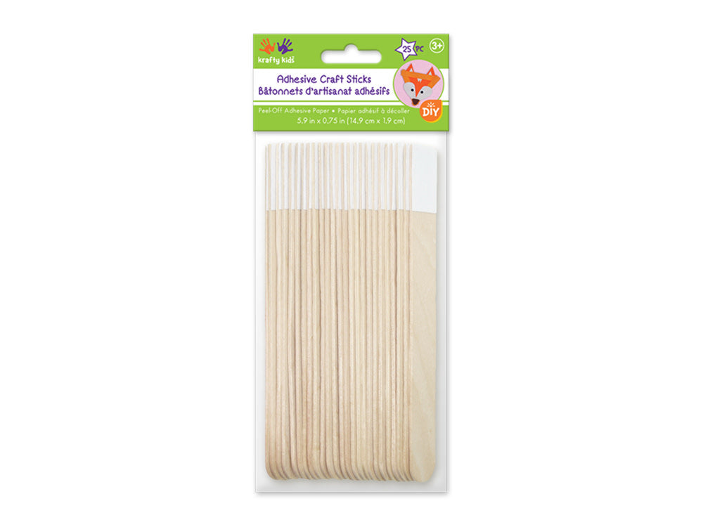 ADHESIVE CRAFT STICKS: JUMBO 6" 25 PACK