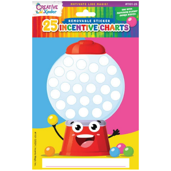 INCENTIVE CHART - ANIMATED GUM BALL MACHINE - 25 SHEETS