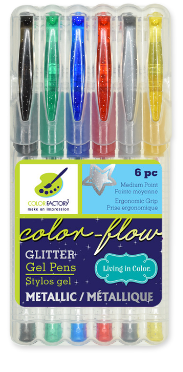 METALLIC GEL PENS GLITTER 6pc