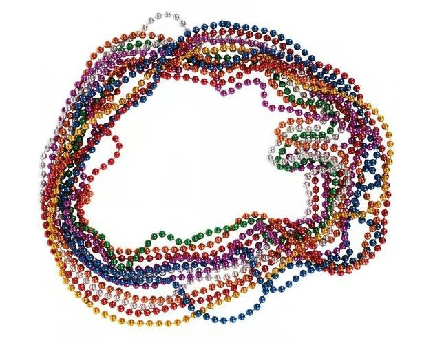 NECKLACE METALLIC BEAD ASSORTED COLORS  6MM 12 PACK