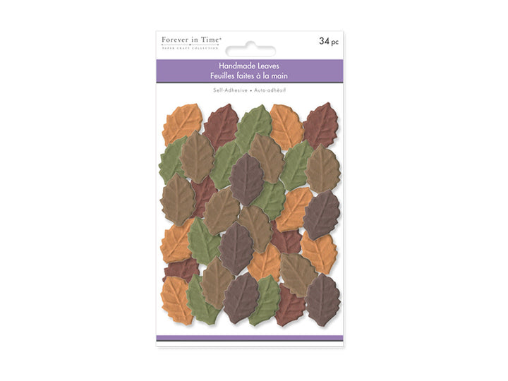 HANDMADE LEAF EMBELLISHMENT AUTUMN MIX 34 PC
