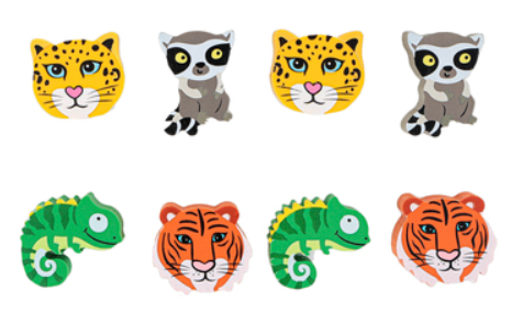 JUNGLE ANIMAL  ERASER PENCIL TOPPER