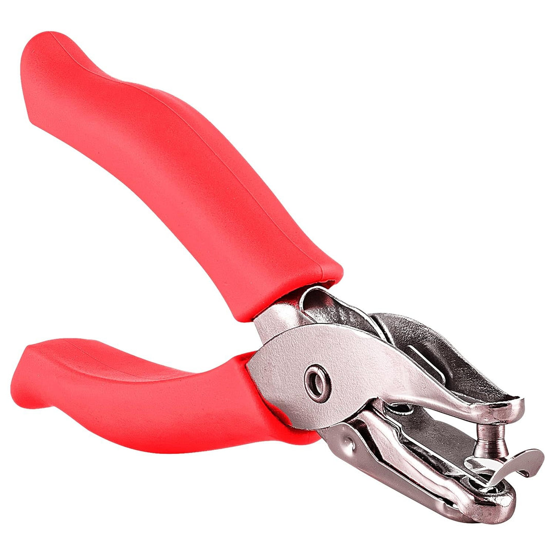 SINGLE HOLE PAPER PUNCH WITH CUSHION GRIP - RED
