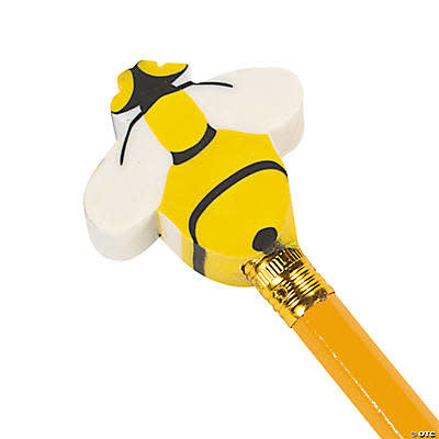 BEE PENCIL TOP ERASERS  BAG/24pcs