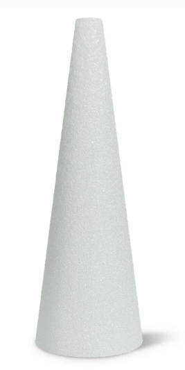 STYROFOAM CONE: 12" X4" - WHITE