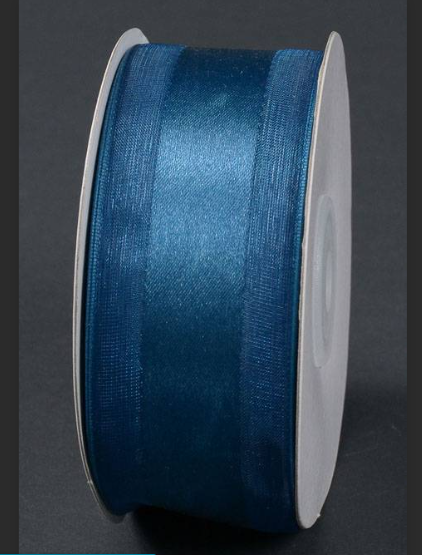 RIBBON: SATIN EDGE NAVY  7/8" x  25 yards