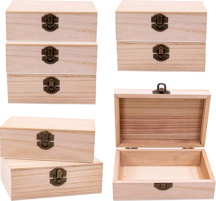 WOOD JEWELRY BOX 5.75"x3.75"x2" - 8 PACK