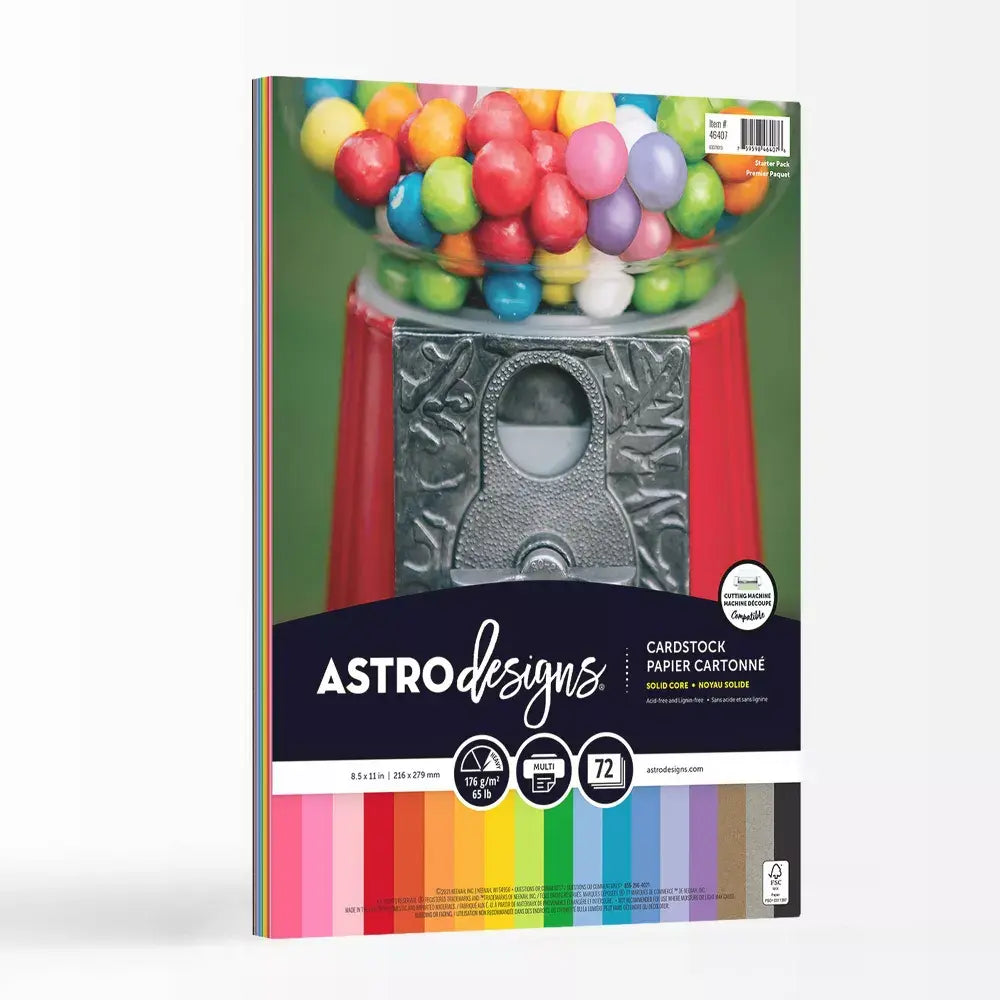 ASTROBRIGHTS CARDSTOCK 65LB 8.5"X11" ASSORTED 18 COLORS - 72 PACK