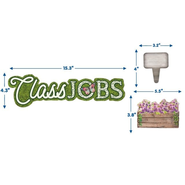 Bulletin Board Set Curiosity Garden Class Jobs - 54 Pieces