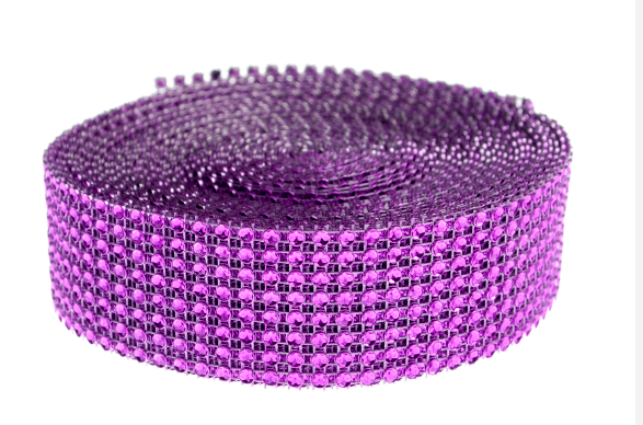 RHINESTONE MESH RIBBON - PURPLE 1.18inx3yd