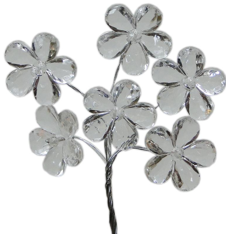 ACRYLIC FLOWER WITH STEM: FUCHSIA 12PC
