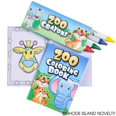 ZOO ANIMAL COLORING SET  12/PCKG
