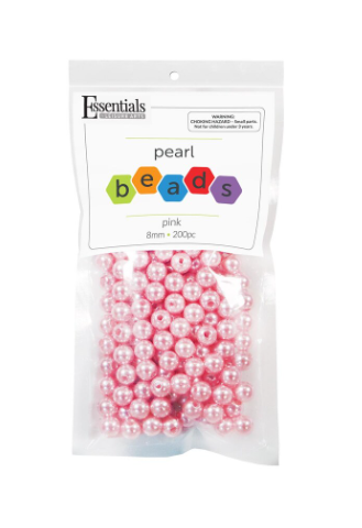 PEARL BEADS: 8MM PINK 200 PACK