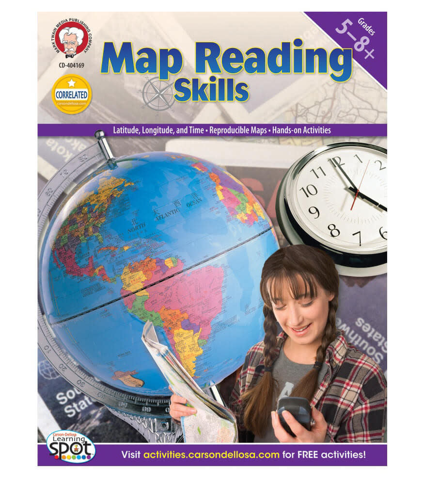 MAP READING SKILLS - RESOURCE BOOK GRDS 5-8+ (76pgs)