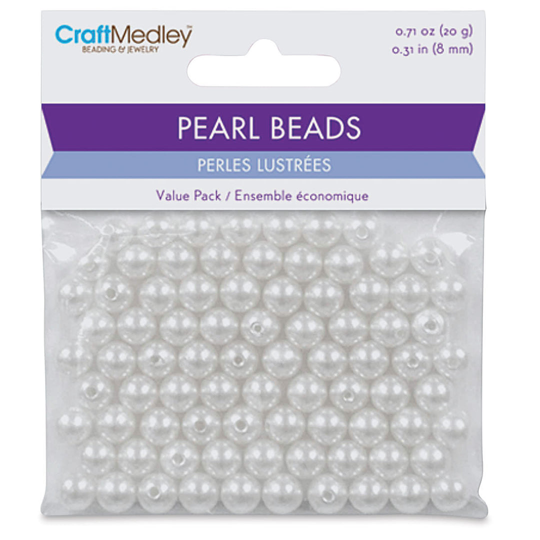 PEARL BEADS: 8MM WHITE 200 PACK
