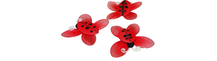 ORGANZA YELLOW AND BLACK LADY BUGS 2.75" 6PC