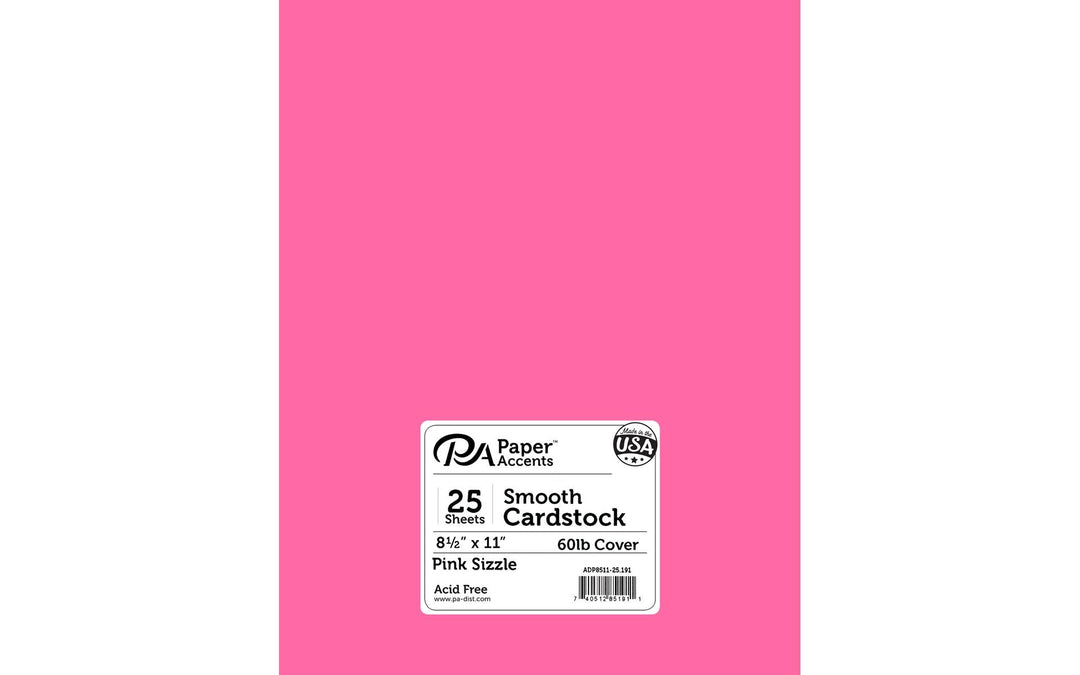PREMIUM CARDSTOCK:   BRIGHT PINK  8.5"x11" - 25 SHEETS