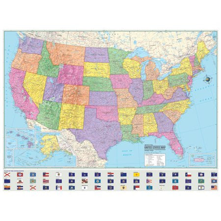 LAMINATED -  USA MAP  48"Wx38"H