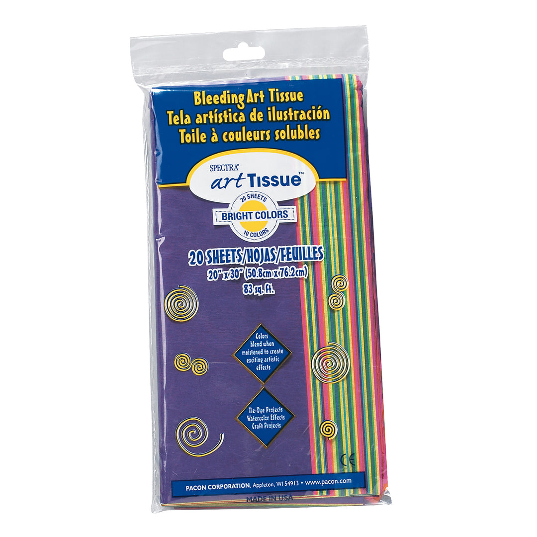 BLEEDING BRIGHT TISSUE PAPER - 20X30  ASSORTED COLORS 20 SHEETS