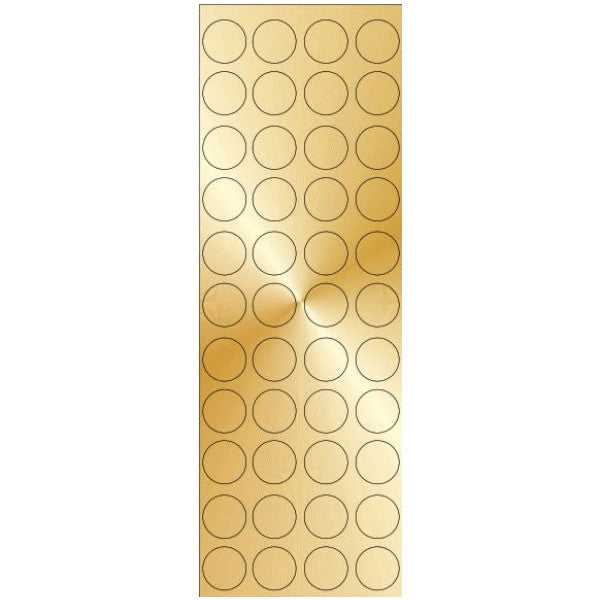COLOR CODING STICKER: 15MM ROUND GOLD - 4 ACROSS - 6 SHEETS