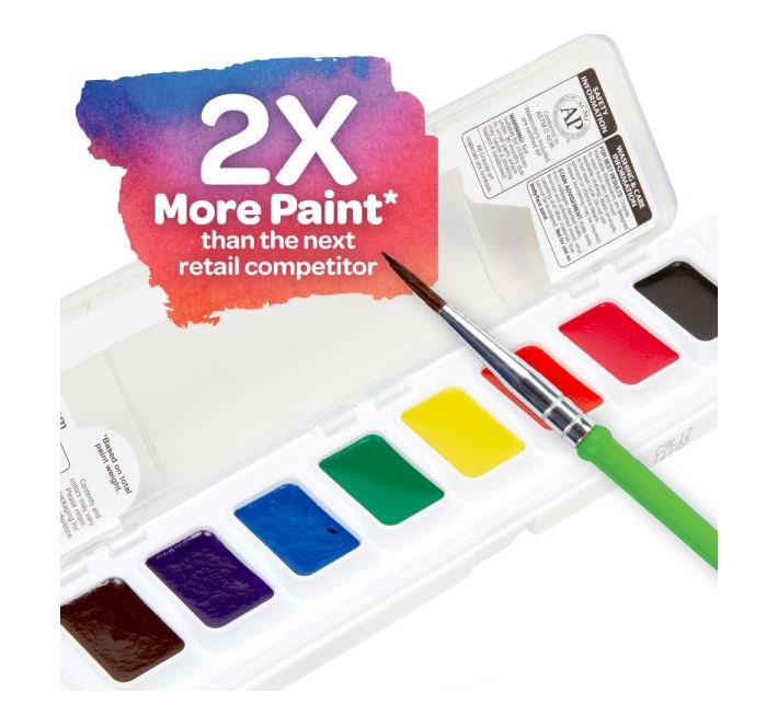 CRAYOLA PAINT - WATERCOLOR WASHABLE 8 COLORS PAN SET W/ BRUSH