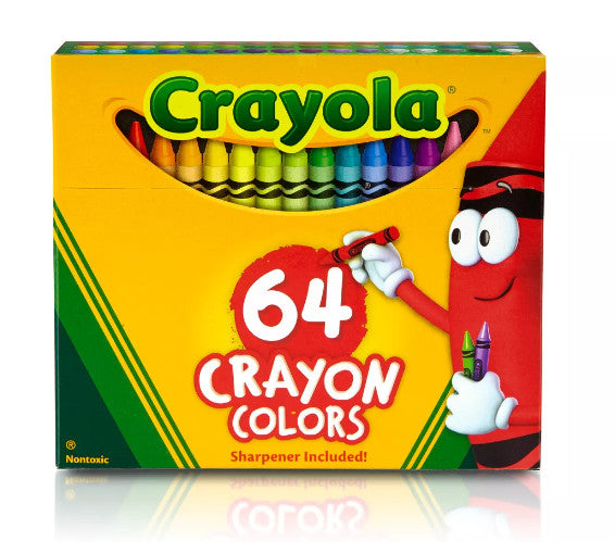 CRAYOLA CRAYONS WITH SHARPENER 64 PACK
