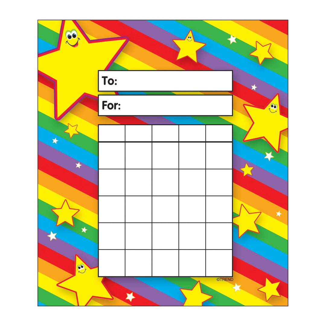 MINI INCENTIVE PAD: 5"X6" RAINBOW STARS 36 PACK