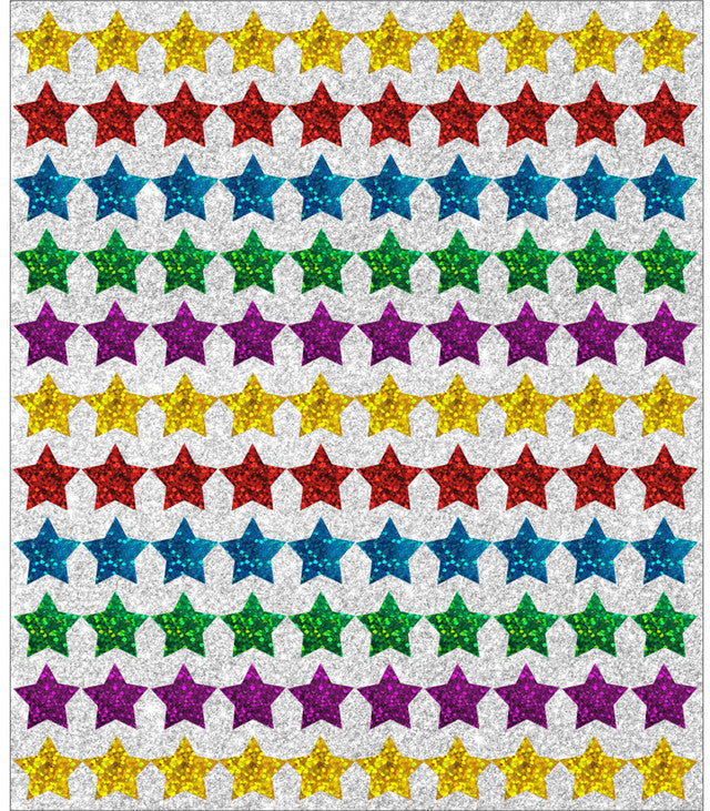 STICKERS : SPARKLE STARS ASSORTED COLORS - 440 PACK
