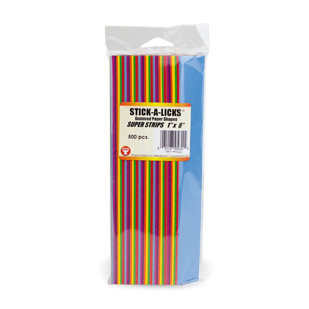 STICK-A-LICKS: CHAIN STRIPS  1"x8"  ASSORTED COLORS 500 PACK