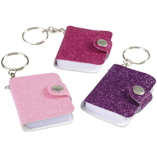 KEY-CHAIN MINI GLITTER NOTEBOOK 12 PACK