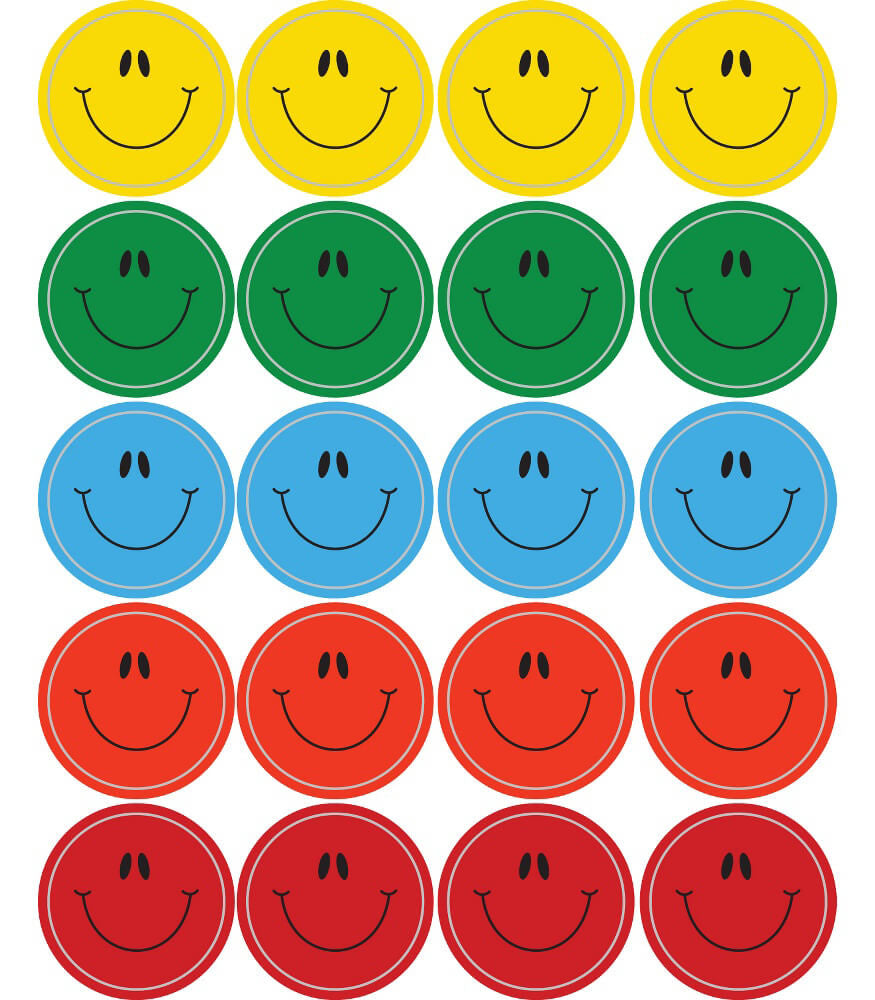 STICKERS: ASSORTED COLOR SMILES 1"x1" 120 PACK