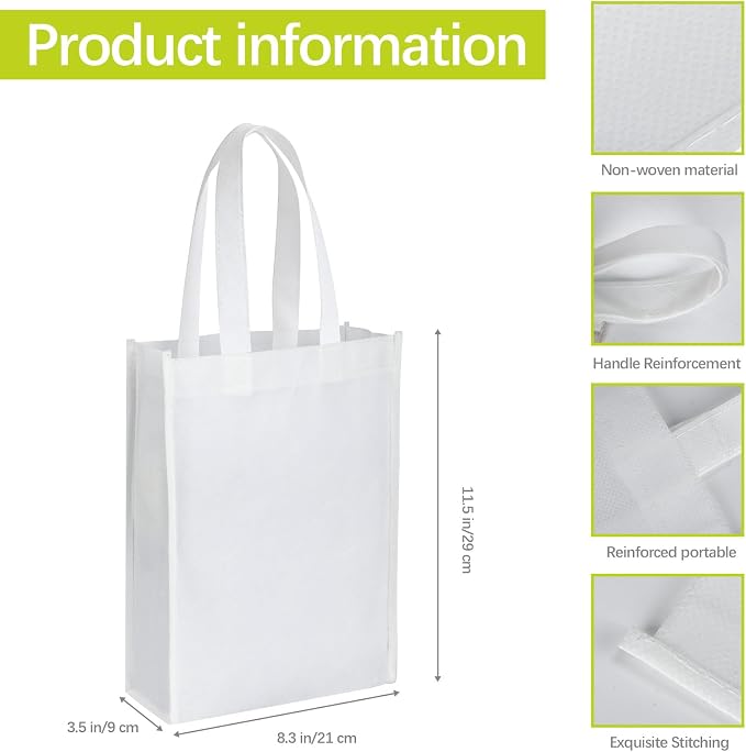 WHITE NON WOVEN TOTE BAG  11.5"x8.3"