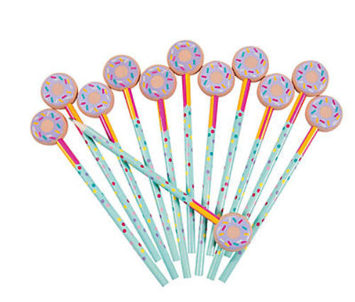 DONUT PENCIL WITH ERASER TOPPER 12PCS