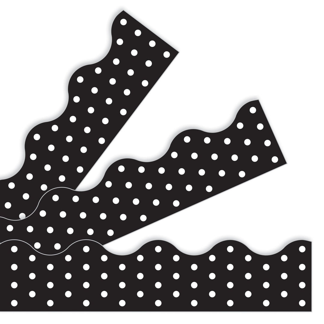 SCALLOPED BORDER  BLACK POLKA DOT 2¼"X39&