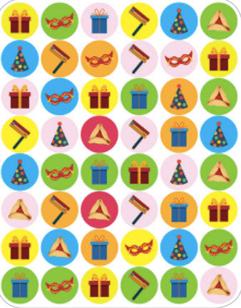 STICKERS: MINI PURIM DOT 1/2" - 6 SHEETS