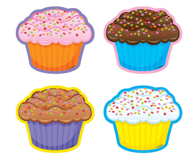 MINI CUT OUTS:  CUPCAKES ASSORTED 3" - 36 PACK