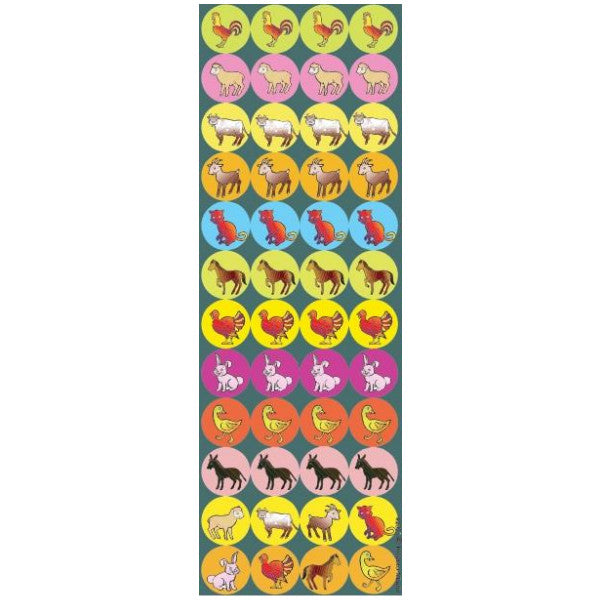 STICKERS: DOTS, MINIATURE FARM ANIMALS - 6 SHEETS