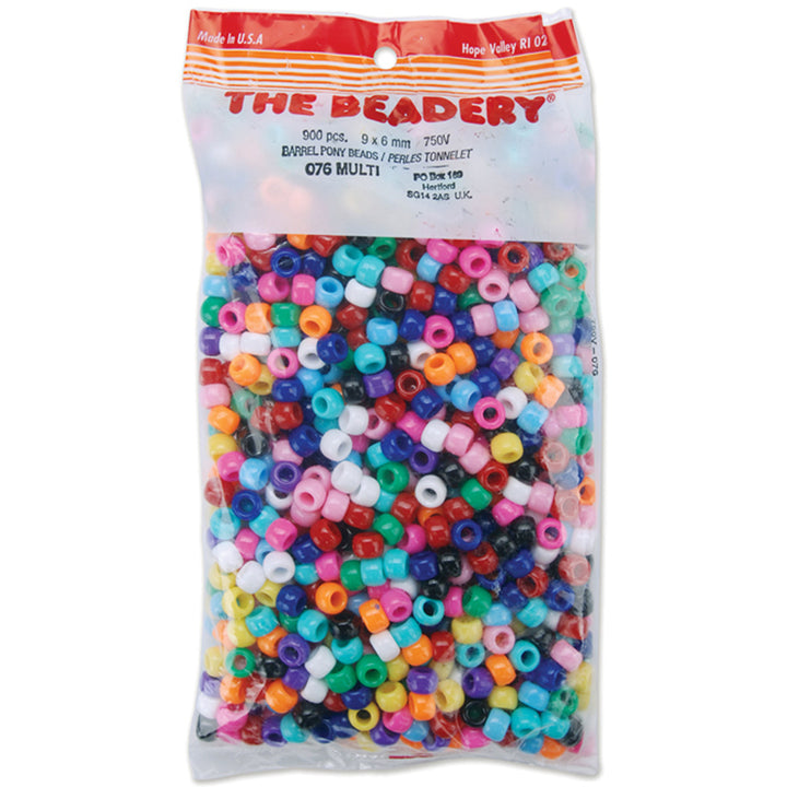 PONY BEADS: OPAQUE ASSORTED MULTI COLOR 6mmX9mm 900 PACK