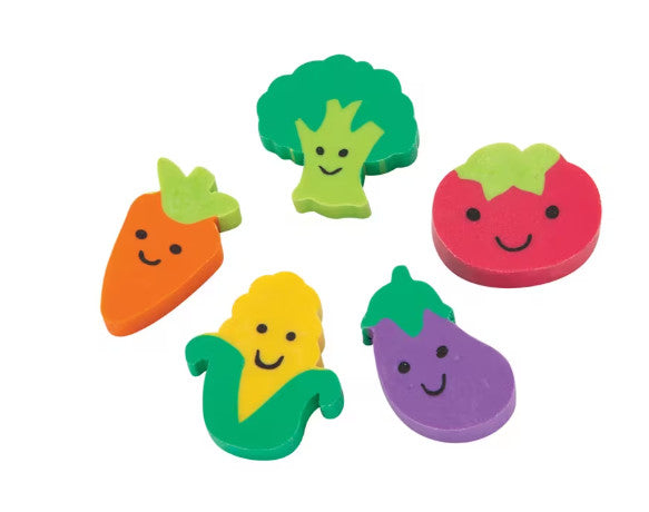 MINI VEGETABLE ERASERS - 25 PACK