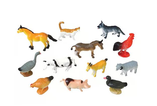 SMALL PLASTIC FARM ANIMALS 2.5"L - 12 PACK